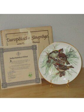 WWF Ursula Band Bird Plate 1986 Tirschenreuth Germany Gold Trim Firecrest New